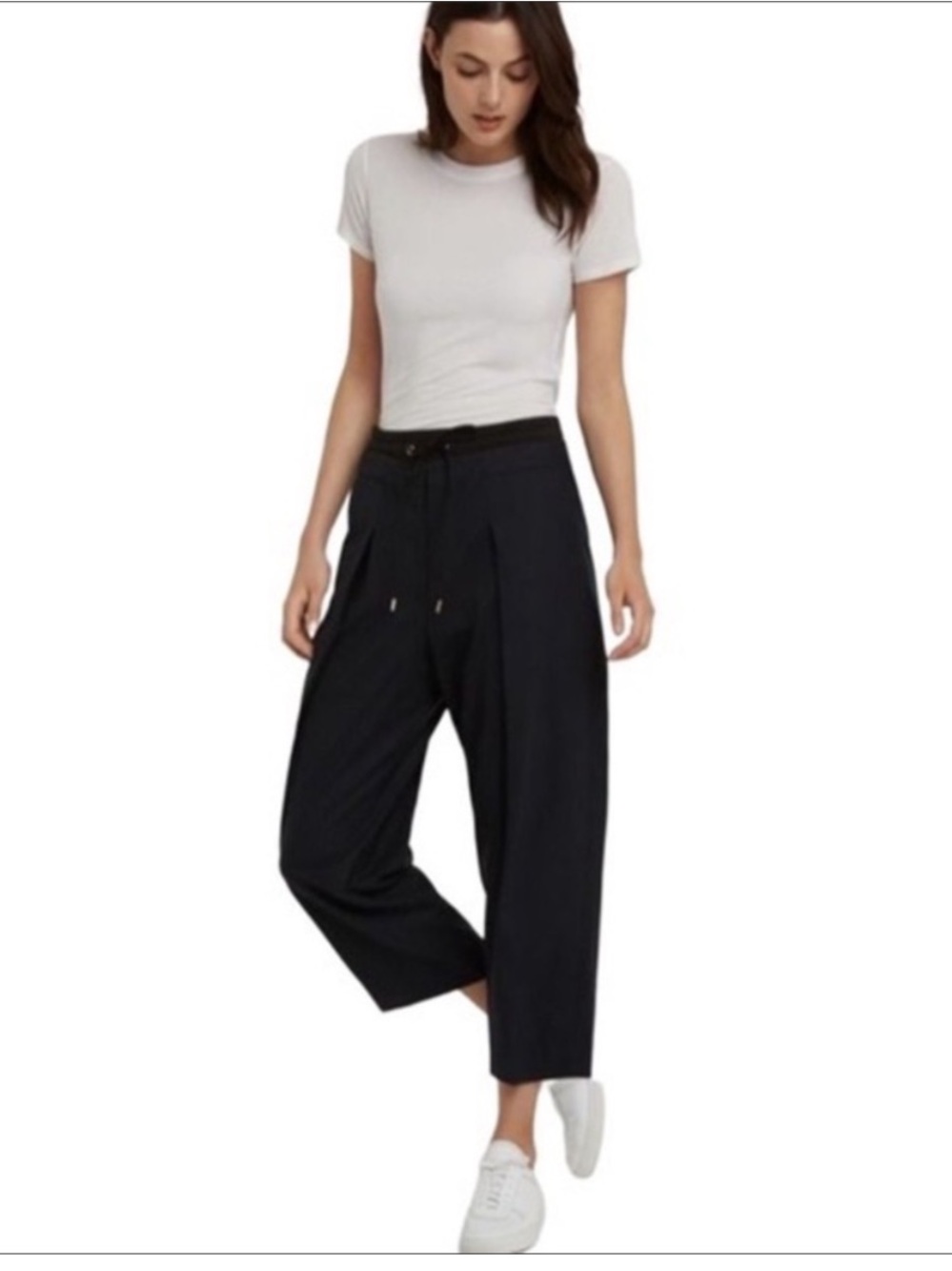 Kit & Ace 6 wool cashmere silk pants black trousers pockets drawstring classic